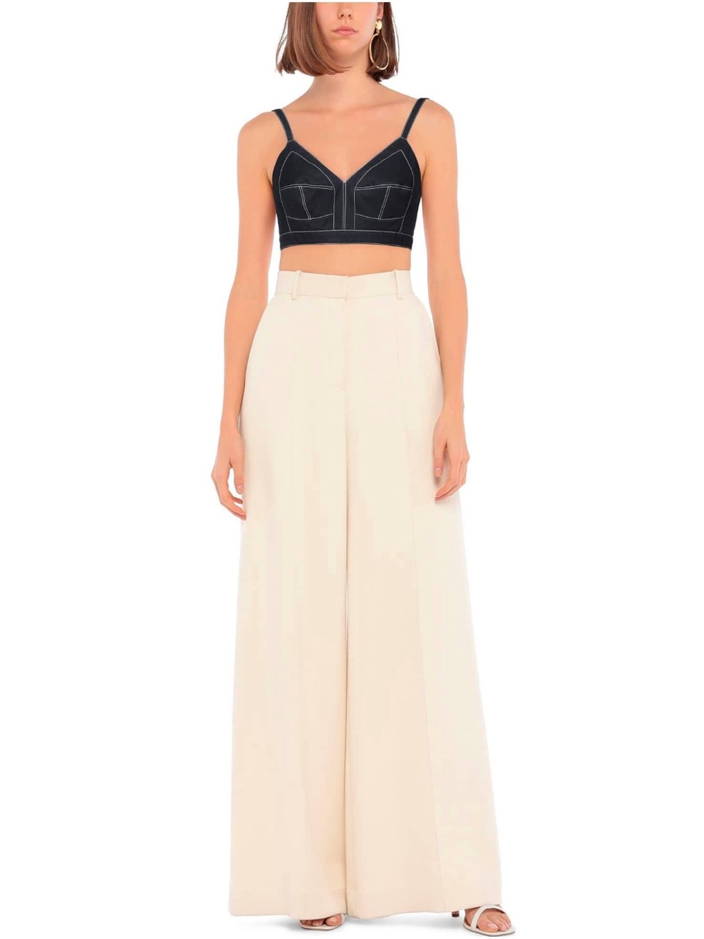 NWT Alexander McQueen Contrast Stitch Crop Bustier Top Midnight Blue US 6